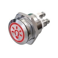 Stainless steel push buttons &Oslash;0.75 inch LED Symbol Red White screw contacts 230V
