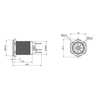 Edelstahl Druckschalter &Oslash;19mm LED Symbol Licht Gr&uuml;n 230V