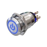 Stainless-steel push-button latching Ø 19 mm LED...