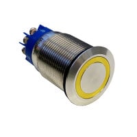 Push-button 19 mm, normally open + normally closed contact, LED yellow DC24V