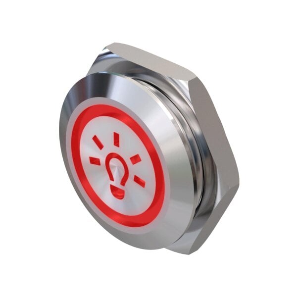 Stainless-steel LED push-button extra short white