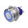 Edelstahl Drucktaster &Oslash;25mm Flach LED Ring Blau