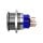 Edelstahl Drucktaster &Oslash;25mm Flach LED Ring Blau
