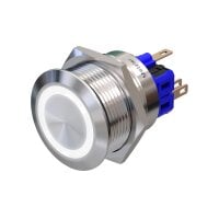 Stainless steel push-button &Oslash;0.99 inch flat LED white