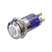 LED Push button - Ø 16 mm - stainless-steel - weather-resistant and waterproof - with LED - AC/DC - latching, white