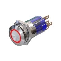 Ø16mm flacher Edelstahl-Taster mit roter LED Ringbeleuchtung