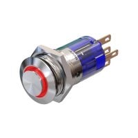 LED Push button - Ø 16 mm - stainless-steel - weather-resistant and waterproof - with LED - AC/DC - momentary, red