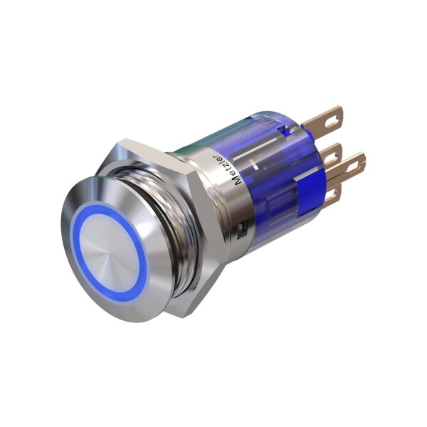 Ø16mm flacher Edelstahl-Schalter mit blauer LED Ringbeleuchtung