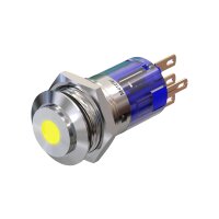 Stainless steel push-button 0.63 inch LED spot yellow elevated