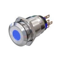 Stainless steel push buttons Ø0.75 inch flat LED Spot Blue