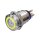Edelstahl Drucktaster &Oslash;19mm Gew&ouml;lbt LED Ring Gelb
