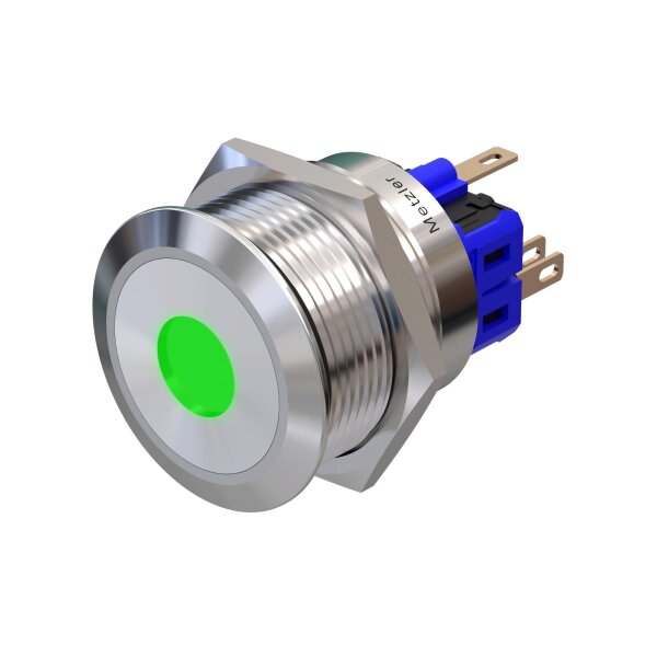 Ø25mm flacher Edelstahl-Schalter mit grüner LED Punktbeleuchtung