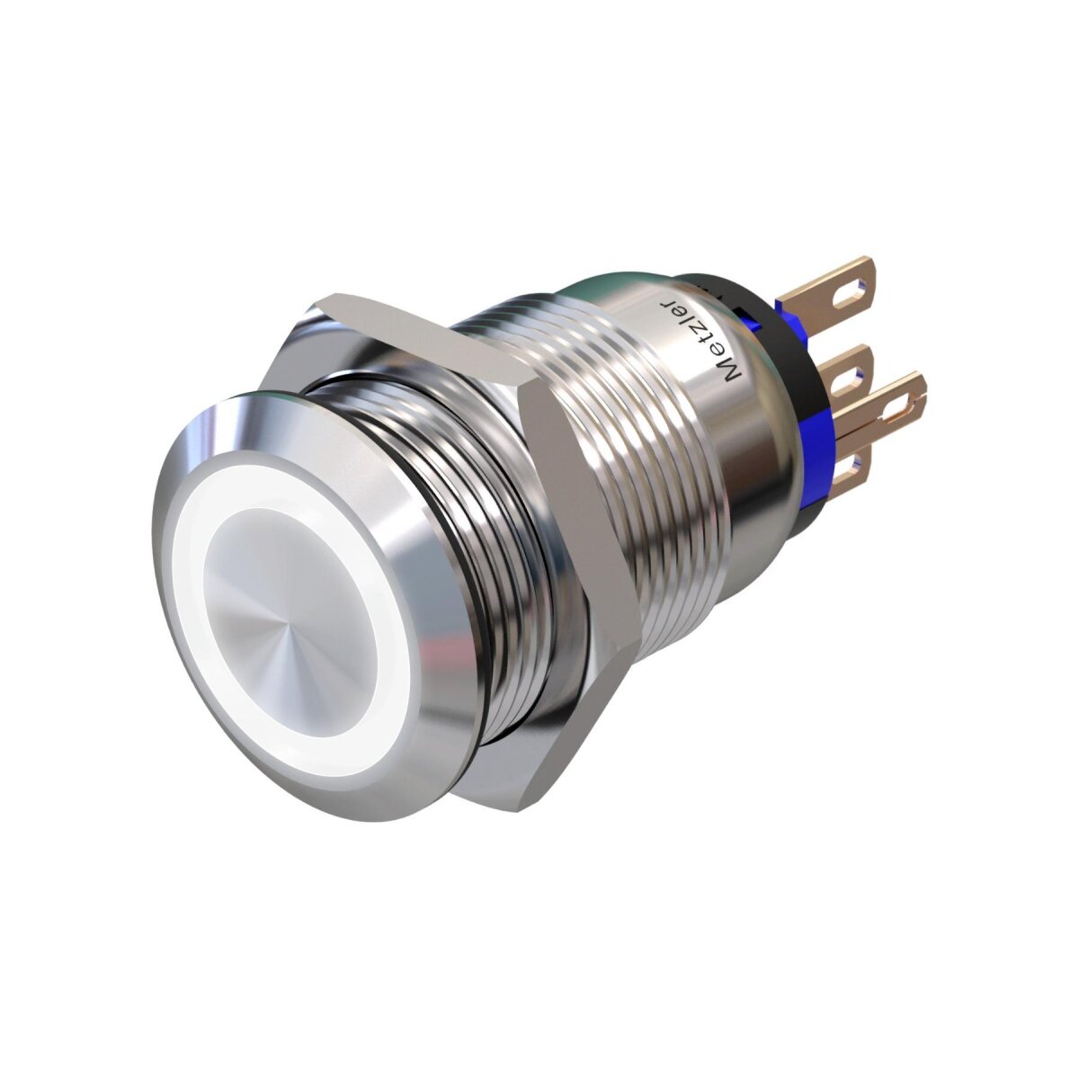max Schalter aus Metall mit LED-Beleuchtung Gelb 230V/3A Druckschalter rund 