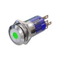 Ø16mm flacher Edelstahl-Taster mit grüner LED Punktbeleuchtung