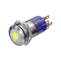 Push-button LED-illuminated - stainless-steel - waterproof point lighting - installation diameter Ø 0.63” momentary yellow [energy class A++]