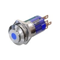 Stainless steel pushbutton 0.63 inch elevatedLED Spot Blue
