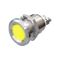 Edelstahl LED Kontroll Leuchte &Oslash;12mm Gelb