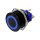 Edelstahl Drucktaster &Oslash;25mm Schwarz Flach LED Ring Blau