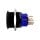 Edelstahl Drucktaster &Oslash;25mm Schwarz Flach LED Ring Blau